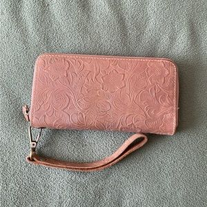 Tooled leather blush wallet